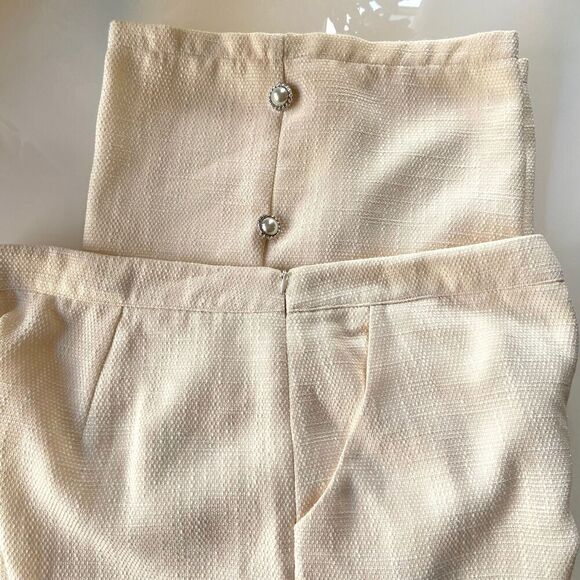 SHEIN Curve Cream Wide Leg Crop Linen Texture Pants 1XL - Picture 4 of 8